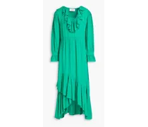 Rym ruffled gathered georgette dress - Green
