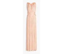 Rayana belted plissé-silk gown - Pink