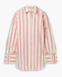 Monse Button-detailed striped cotton-poplin mini shirt dress - Pink Pink