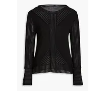 Ribbed stretch-knit sweater - Black