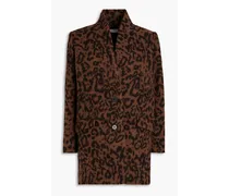 Leopard-print felt wool and alpaca-blend felt coat - Brown