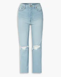 RE/DONE 70s Stove Pipe cropped distressed mid-rise straight-leg jeans - Blue Blue