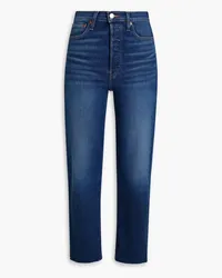 RE/DONE 70s Stove Pipe cropped distressed mid-rise straight-leg jeans - Blue Blue