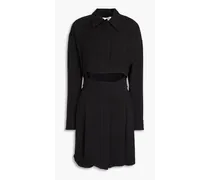 Cutout crepe mini shirt dress - Black