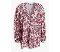 Pleated printed crepe blouse - Pink