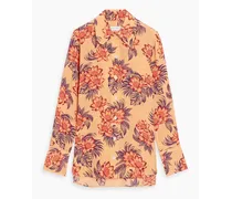 Quinne floral-print silk crepe de chine shirt - Orange