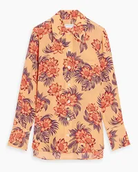 Equipment Quinne floral-print silk crepe de chine shirt - Orange Orange