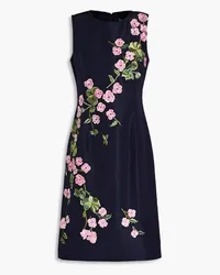 Oscar de la Renta Embroidered silk-faille dress - Blue Blue