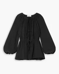 Matteau Gathered silk blouse - Black Black