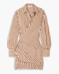 Monse Wrap-effect striped cotton-poplin mini shirt dress - Brown Brown