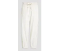 Cropped French cotton-blend terry track pants - White