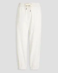 Brunello Cucinelli Cropped French cotton-blend terry track pants - White White