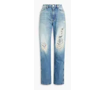 Vic faded distressed high-rise straight-leg jeans - Blue