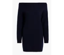 Off-the-shoulder cashmere mini dress - Blue