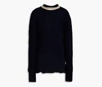 Two-tone cashmere and wool-blend turtleneck sweater - Blue