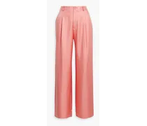 Silk-twill wide-leg pants - Pink