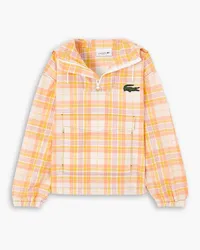 Lacoste Appliquéd checked cotton-blend twill half-zip hooded jacket - Orange Orange