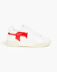 TOD'S Patent-paneled perforated leather sneakers - Red Red