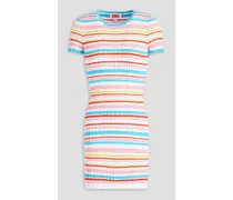 The June striped ribbed-knit cotton-blend mini dress - Multicolor