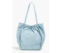 Ruched leather tote - Blue