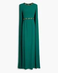 Jenny Packham Cape-effect embellished crepe gown - Green Green