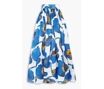 Floral-print silk-chiffon maxi skirt - Blue