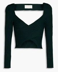 mason by michelle mason Cropped cutout ribbed-knit top - Green Green