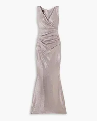 Talbot Runhof Wrap-effect metallic voile gown - Purple Purple