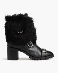 Jimmy Choo Hank shearling-paneled leather ankle boots - Black Black