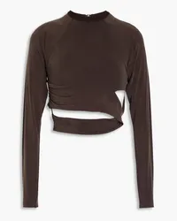 Jacquemus Cropped cutout stretch-jersey top - Brown Brown