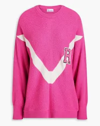 RED Valentino Appliquéd ribbed-knit sweater - Pink Pink