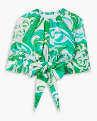 Emilio Pucci Albizia cropped printed cotton-poplin top - Green Green