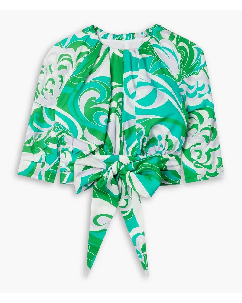 Emilio Pucci Albizia cropped printed cotton-poplin top - Green Green