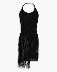 1017 ALYX 9SM Fringed crocheted cotton-blend mini dress - Black Black