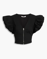 Derek Lam Genna cropped gathered linen-blend top - Black Black