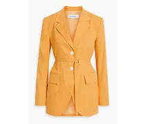Belted linen-blend blazer - Yellow