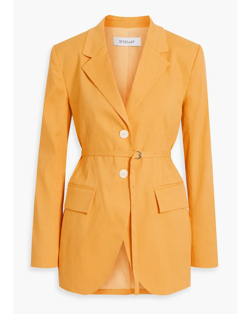 Derek Lam Belted linen-blend blazer - Yellow Yellow