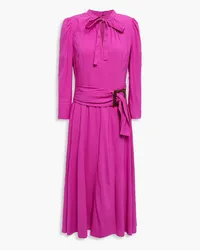 Dolce & Gabbana Belted pussy-bow crepe dress - Purple Purple