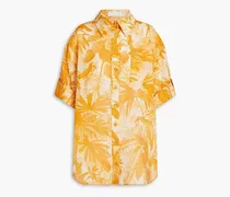 Floral-print cotton shirt - Yellow