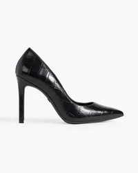 Stuart Weitzman Dancer 95 croc-effect leather pumps - Black Black