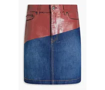 Two-tone coated denim mini skirt - Blue