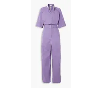 Belted cotton-twill jumpsuit - Purple