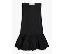 Ruffled cotton-blend faille mini dress - Black