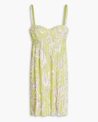 Emilio Pucci Cutout pleated printed jersey mini dress - Green Green