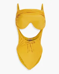 Andrea Iyamah Tiaca cutout ruched underwired swimsuit - Yellow Yellow