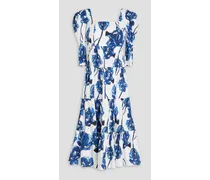 Nora floral-print broderie anglaise cotton midi dress - Blue
