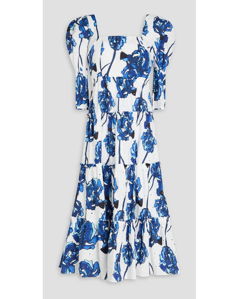 Diane von Furstenberg Nora floral-print broderie anglaise cotton midi dress - Blue Blue