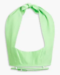 Jacquemus Limao cropped woven halterneck top - Green Green