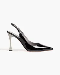 Gina Klimt crystal-embellished patent-leather slingback pumps - Black Black