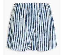 Striped Tencel shorts - Blue
